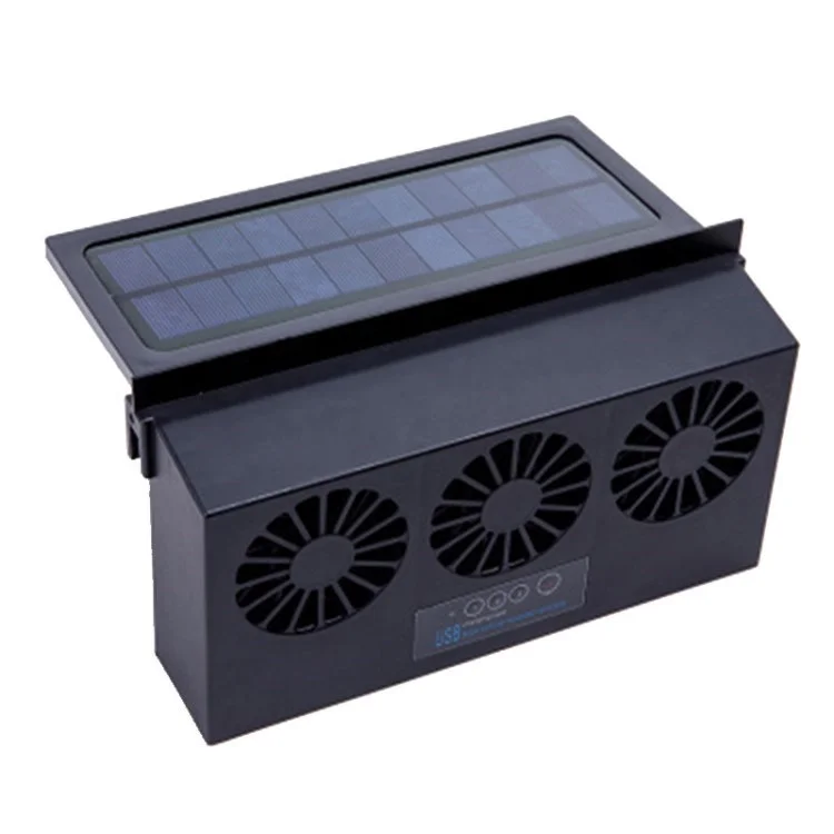 Solar Car Fan Auto Front Rear Window Car Exhaust Fan Car Radiator Fan - Black