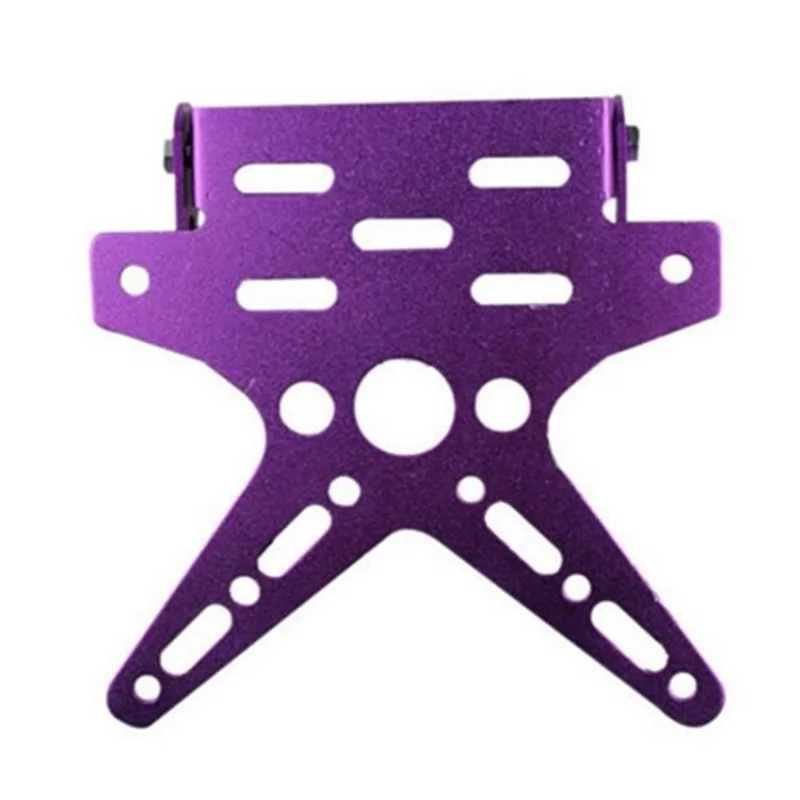 Motorcycle Bike License Plate Holder Frame Adjustable License Bracket E-bike Modified Accessories - Purple