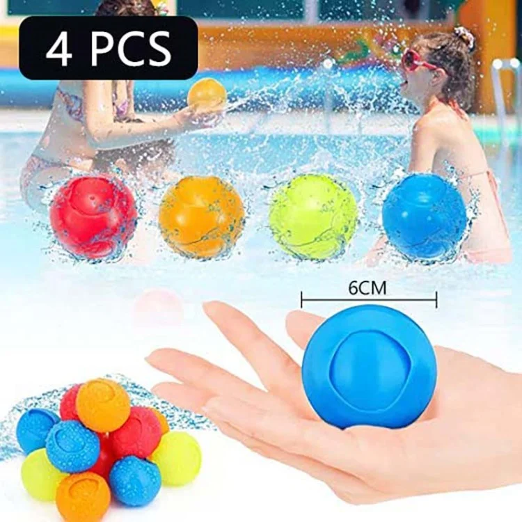 4pcs Wiederverwendbare Wasserbomben Schnell Füllen Wasserballons Splash Soaker Wasserkampfspielzeug Für Poolparty