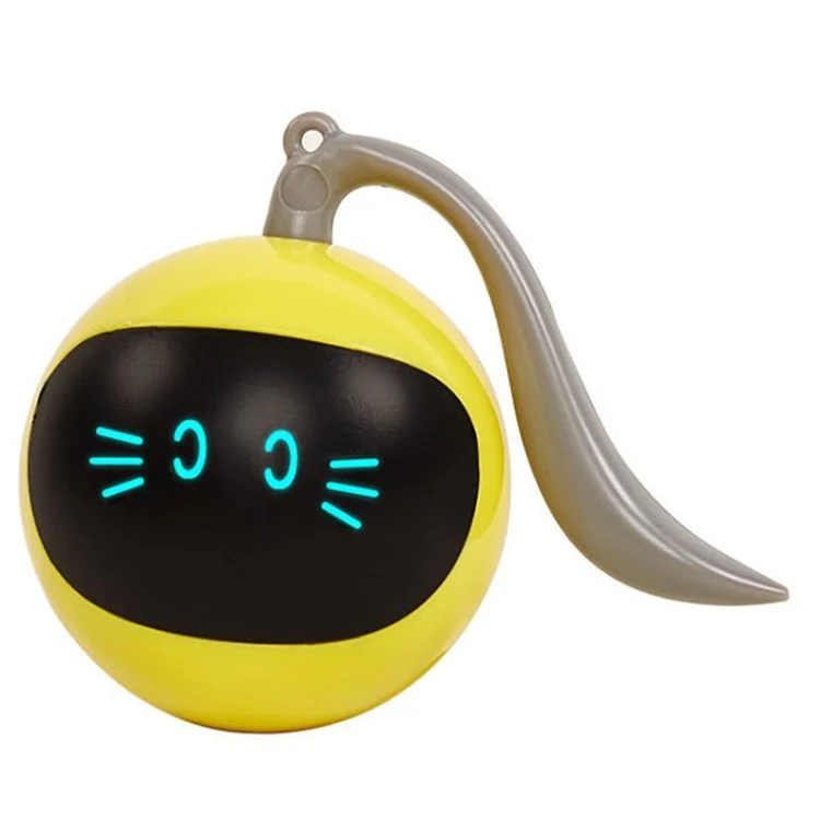 FOFOS Smart Interactive Cat Toy Ball with LED Light Self Rotating Rechargeable Pet Ball - Yellow