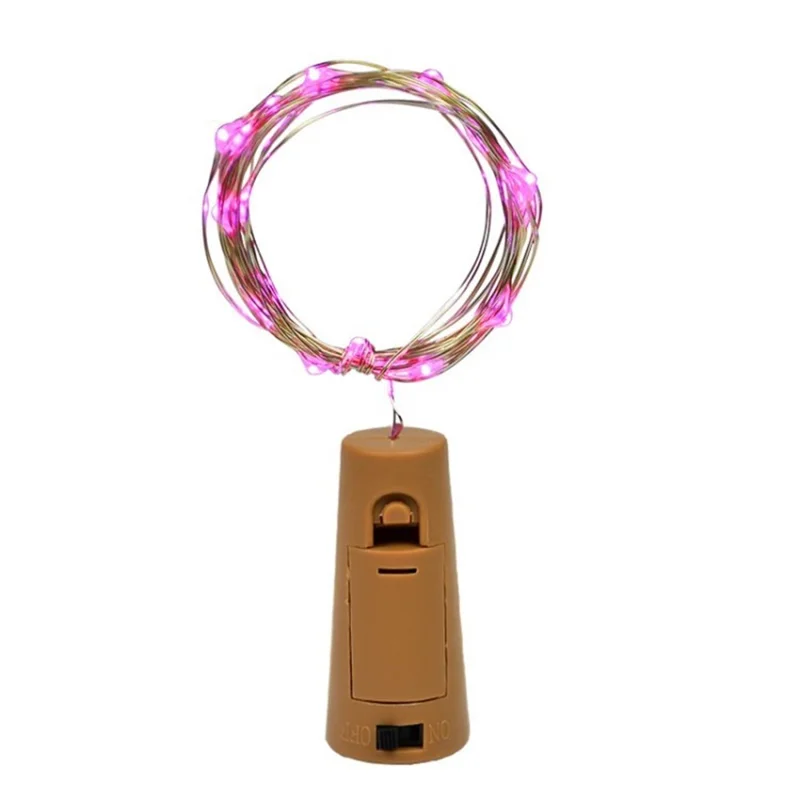 Botella de Vino Fairy Luz Duradera Flexible de Corcho Impermeable Luz de Cuerda Para Festival Festival de Bodas - Rosado