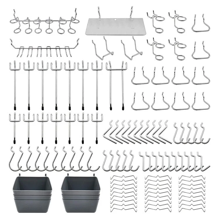 140PCS Pegboard Hooks with Bins Peg Locks Pegboard Hanger Tool Holder