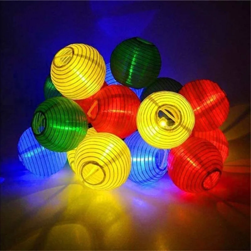 LED Solar Lantern String Lights 3m 20Pcs LED Garland Lantern Lamp Garden Patio Outdoor Decorative Lights - Colorful