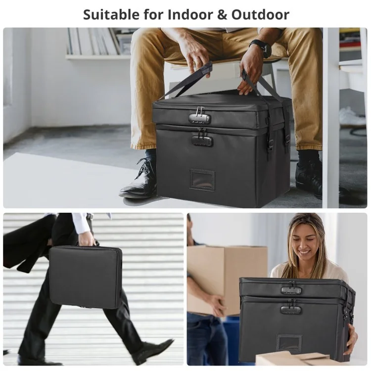 MUIFA Fireproof Document Bag + File Box Collapsible Document Organizer for Letter / Legal Folder