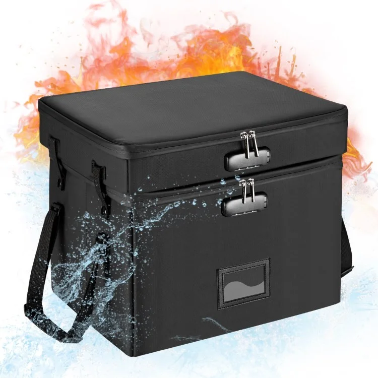 MUIFA Fireproof Document Bag + File Box Collapsible Document Organizer for Letter / Legal Folder