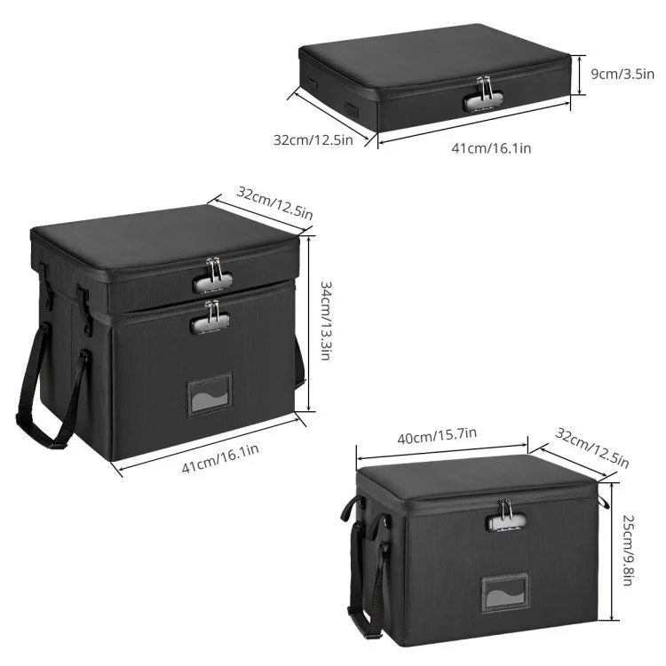 MUIFA Fireproof Document Bag + File Box Collapsible Document Organizer for Letter / Legal Folder