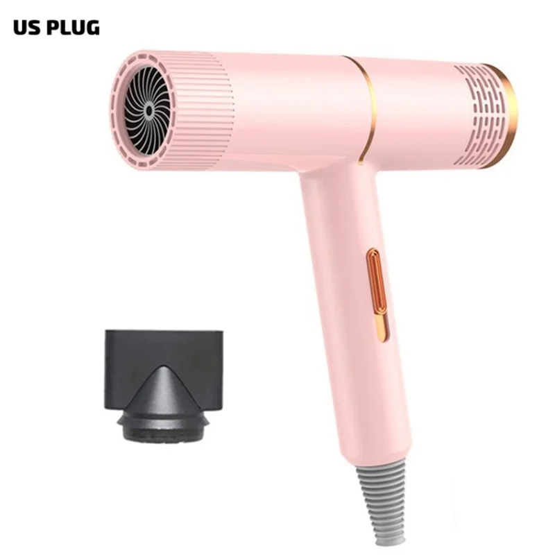 Negative Ionic Blow Dryer Salon Professional Smooth Hair Blower - Pink / US Plug