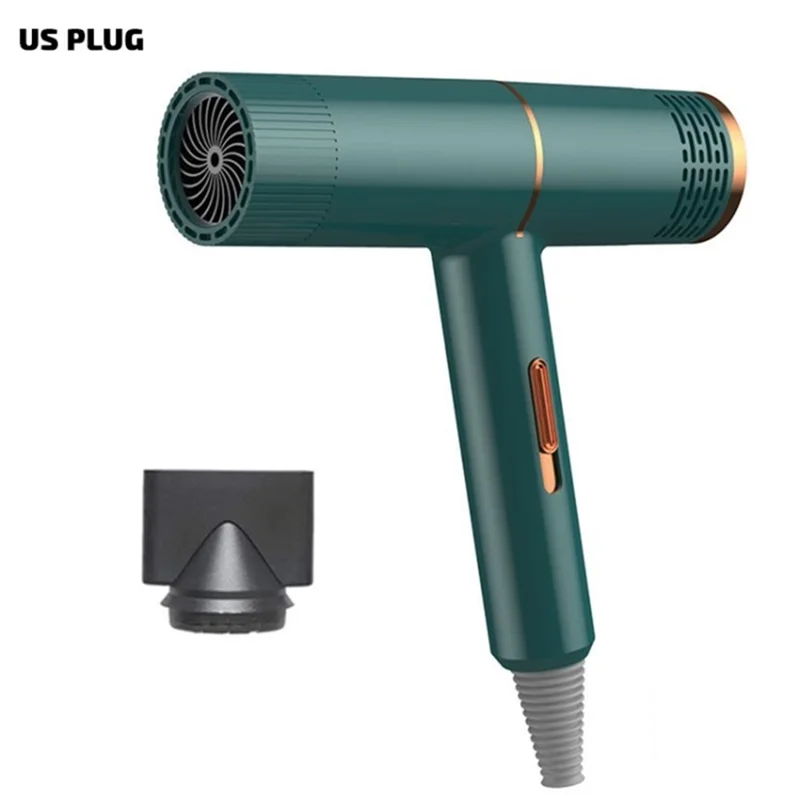 Negative Ionic Blow Dryer Salon Professional Smooth Hair Blower - Green / US Plug