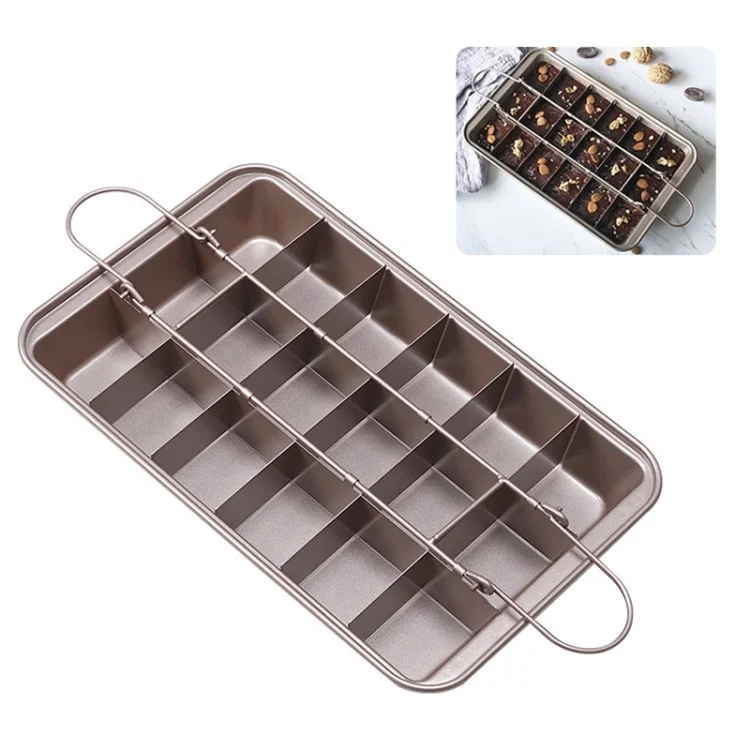 Non-stick Cake Baking Pan with Divider 18-grid Cupcake Baking Tray (BPA-Free, No FDA Certificate) - Champagne Gold