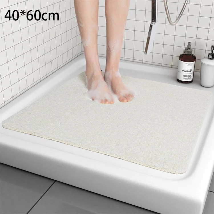 45x75cm Non-Slip Bathroom Shower Rug Carpet Durable Wear-Resistant PVC Bath Mat - White