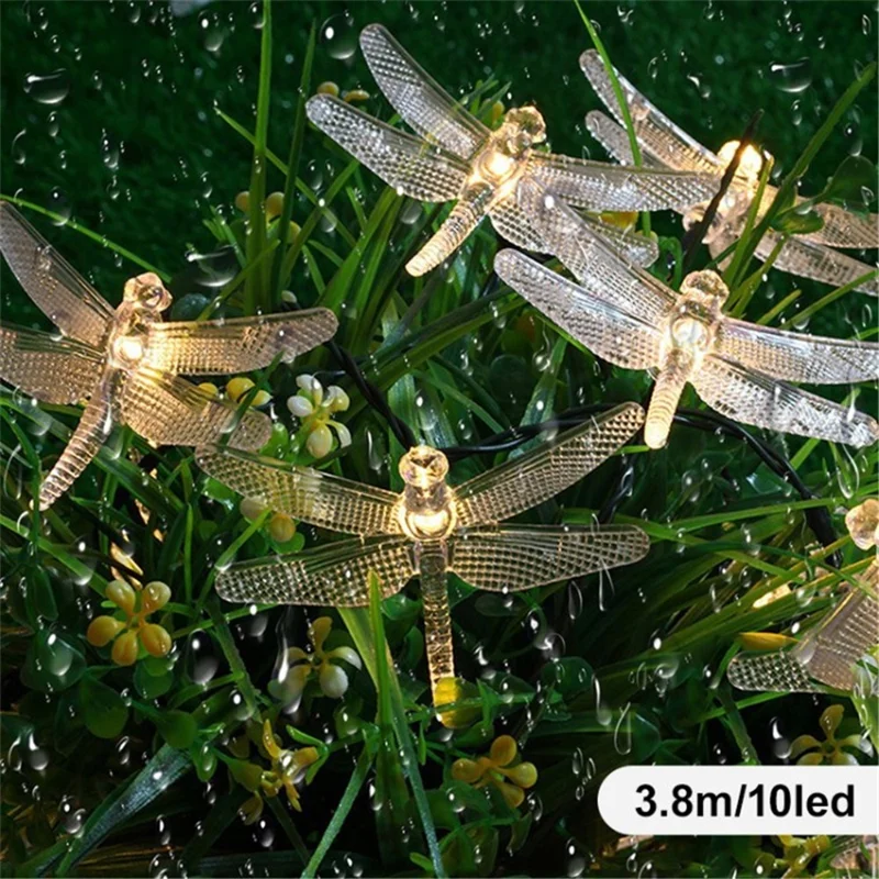 Dragonfly Solar String Lights Водонепроницаемые Сказочные Огни Для Садов Патио Домов - Белый / 3,8 м 10 Огней / 2 Режима