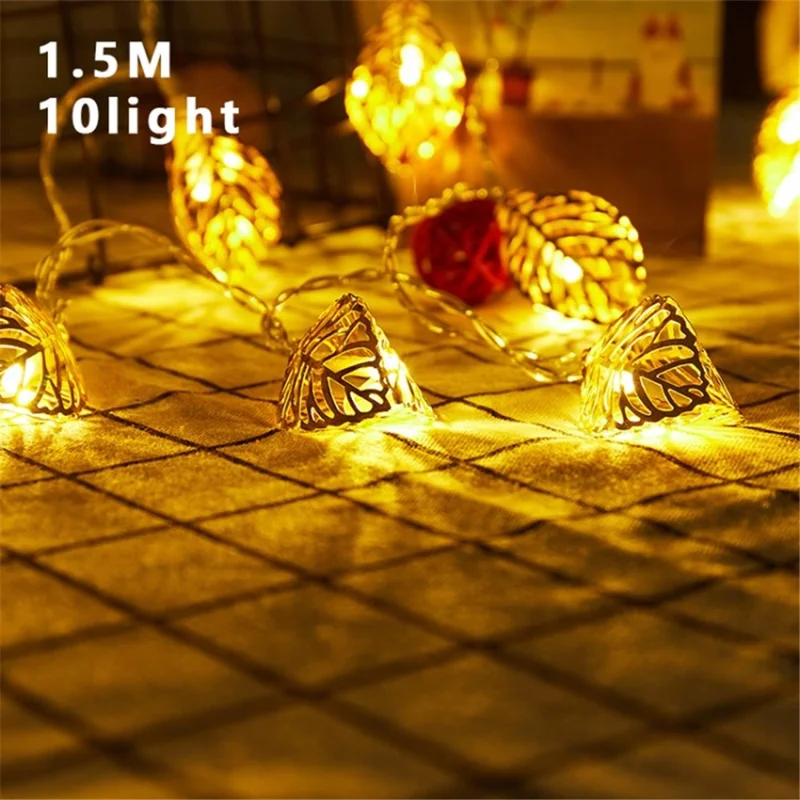 Iron Leaf Light String Energy-saving Stylish Decorative Lighting LED Fairy Light - Warm Light / 1.5 Meters 10 Lights