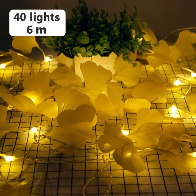 LED Leaf Lights Hanging String Lights for Tropical Summer Party Decor Holiday Decoration - 6m 40 Lights