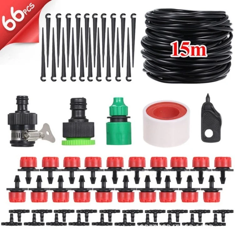 Sistema de Irrigação de Kit de Água de Irrigação Automática de Grama de Economia de Água Para Rega de Frutas Vegetais Rega - Conjunto de Tubos de 15m