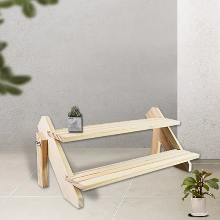 Ladder Plant Rack Stand Flower Pant Pot Hoder Woden Display Shelf Bookshelf - 2 Tier