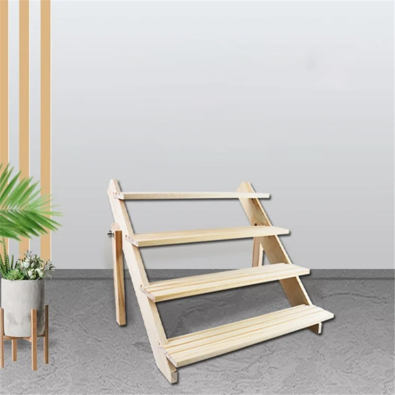 Ladder Plant Rack Stand Flower Pant Pot Hoder Woden Display Shelf Bookshelf - 4 Tier