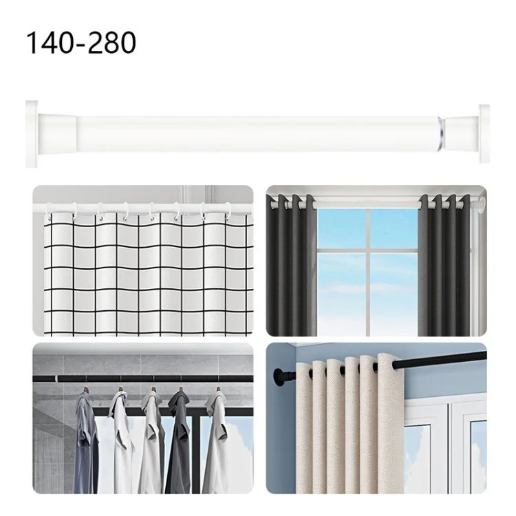 Adjustable Anti-dust Multi-functional Shower Curtain Rod Windows Curtain Rods for Kitchen Bathroom Cupboard Wardrobe - White / 140cm-280cm Telescopic