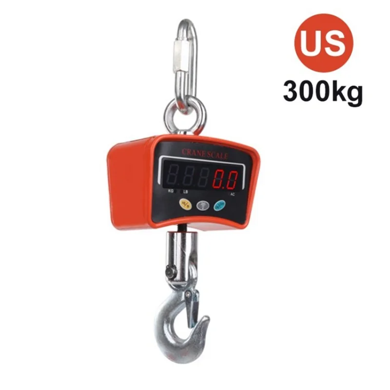 300 kg / 500 kg / Escala de Penduramento Digital de 1000 kg Escala LED Mini Crane Scale Para Pesca Caça à Bagagem de Pesca - 300 kg / Plugue Nos Eua
