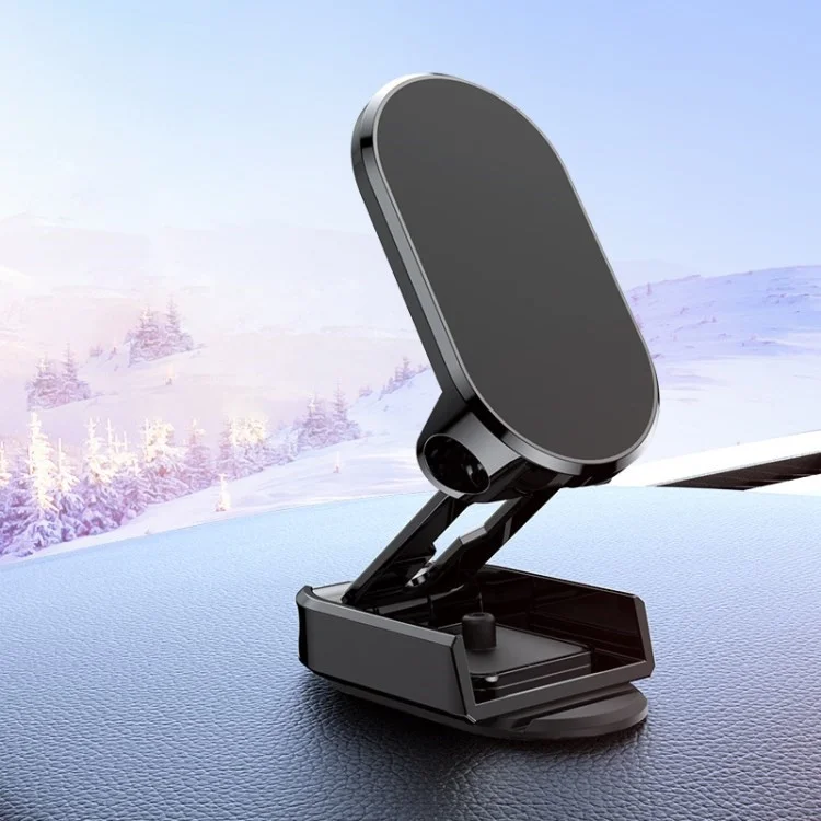 C91 Porta Del Telefono Per Auto Magnetica Cashboard Piegabile in Lega in Alluminio Mount Phone Phone - Nero