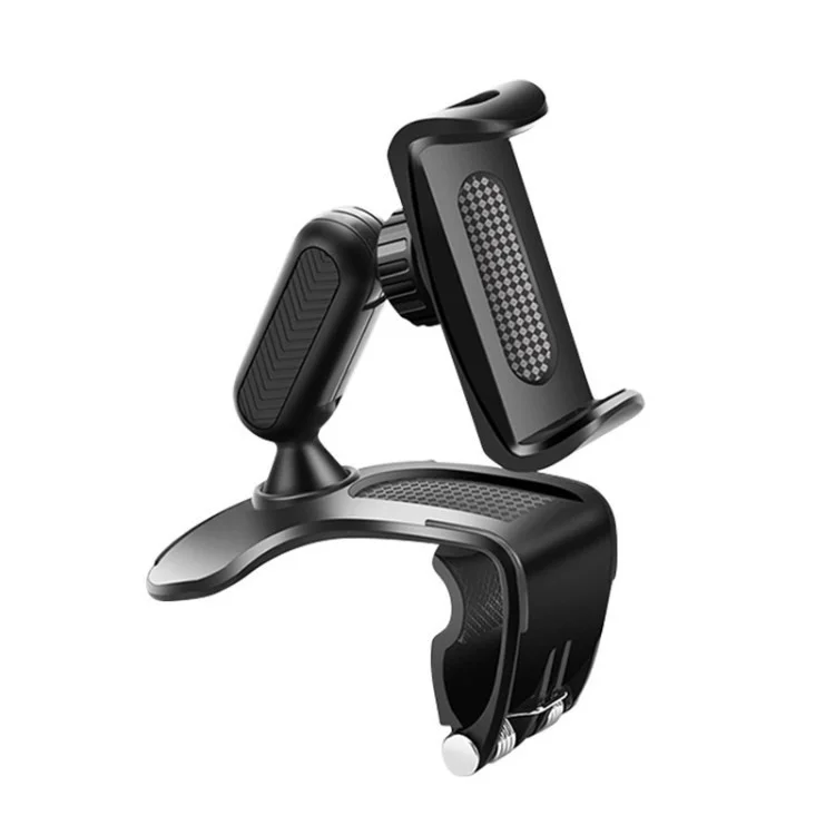 202-D Car Phone Holder Car Dashboard HUD Clip Phone Mount Sun Visor Rearview Mirror Mobile Phone Stand - Black