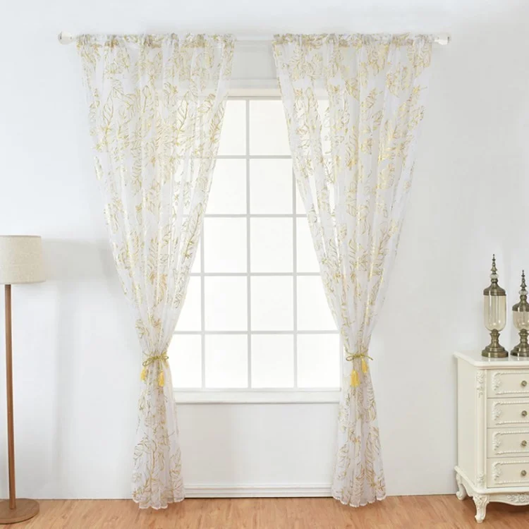Janela Pura 100x200cm Elegante Painel de Bolso da Cortina de Cortina Para a Decoração da Casa da Sala - Ouro