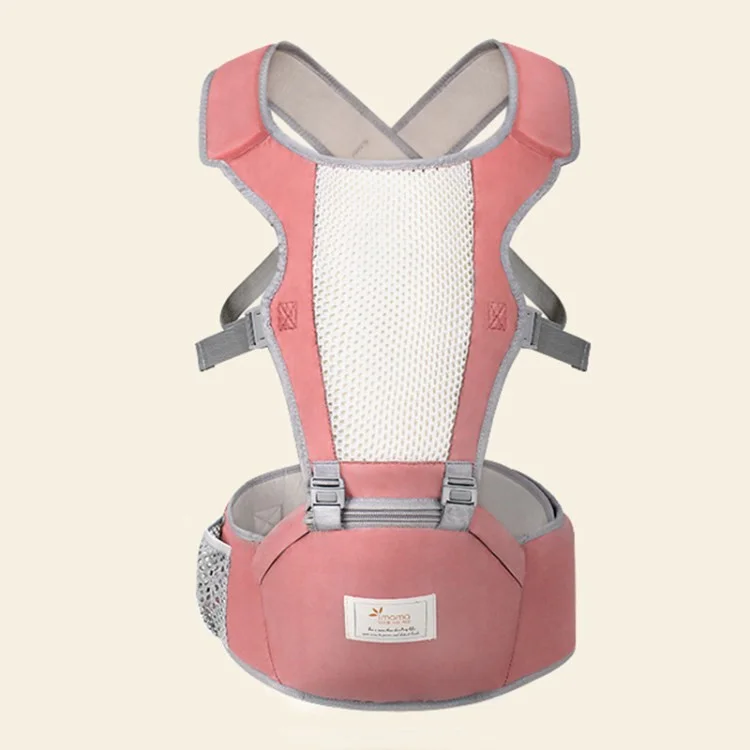 Baby Hip Seat Carrier Ergonomic Waist Stool Breathable Baby Waist Seat with Adjustable Strap and Pocket - Pink