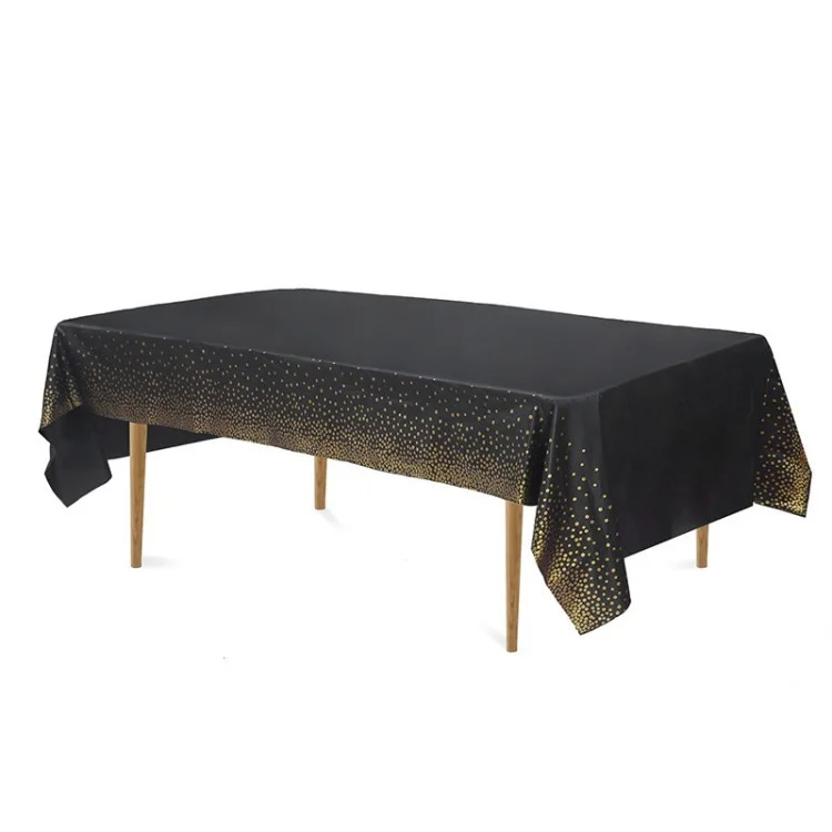 Einweg -tischabdeckung 137x274cm Wasserdichte Ölfeste Rechteckige Tischdecke Peva -tischmatte Für Picknick Geburtstag - Schwarz