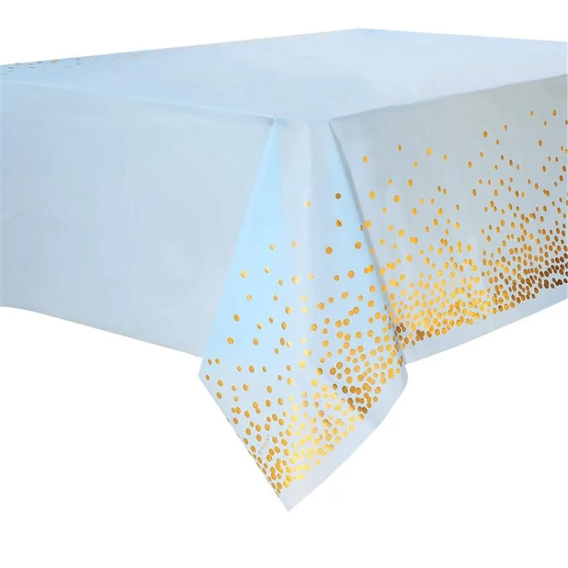 Disposable Table Cover 137x274cm Waterproof Oilproof Rectangular Tablecloth PEVA Table Mat for Picnic Birthday - Blue