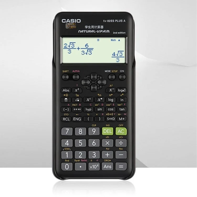 CASIO FX82ES Plus A 2ND Standard Scientific Calculator Portable School Office Supplies for High School College - Black