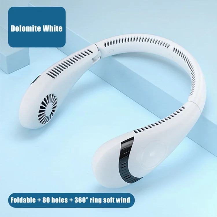 H11 Portable Neck Fan Foldable Hands-Free Bladeless Fan 4000mAh  Rechargeable Battery Wearable Fan - Dolomite White