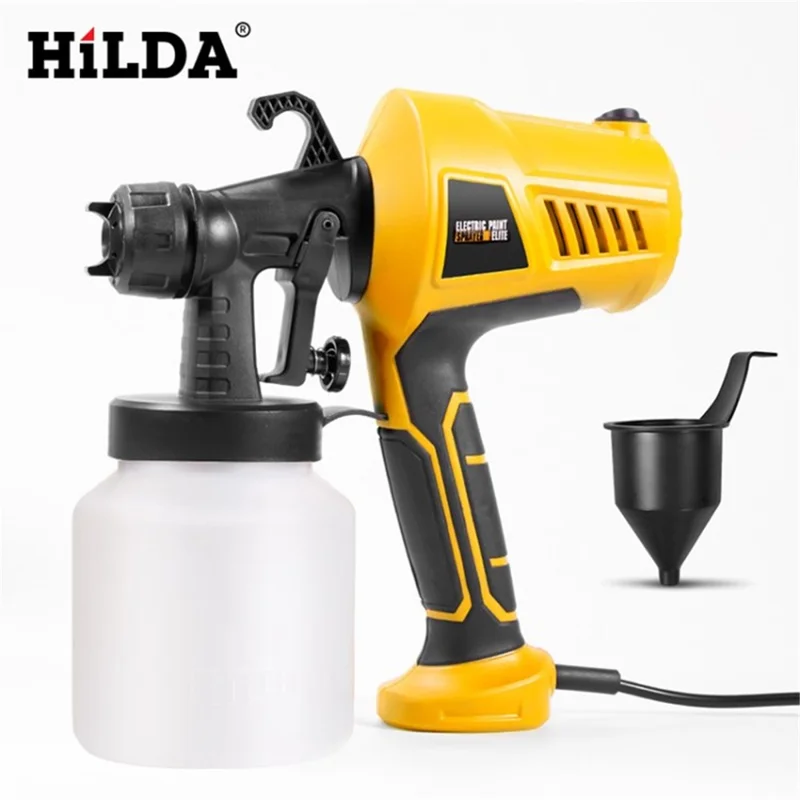 HILDA Paint Sprayer 500W Electric Automatic Spray Gun High Power Tools with Detachable Tank - Yellow / EU Plug