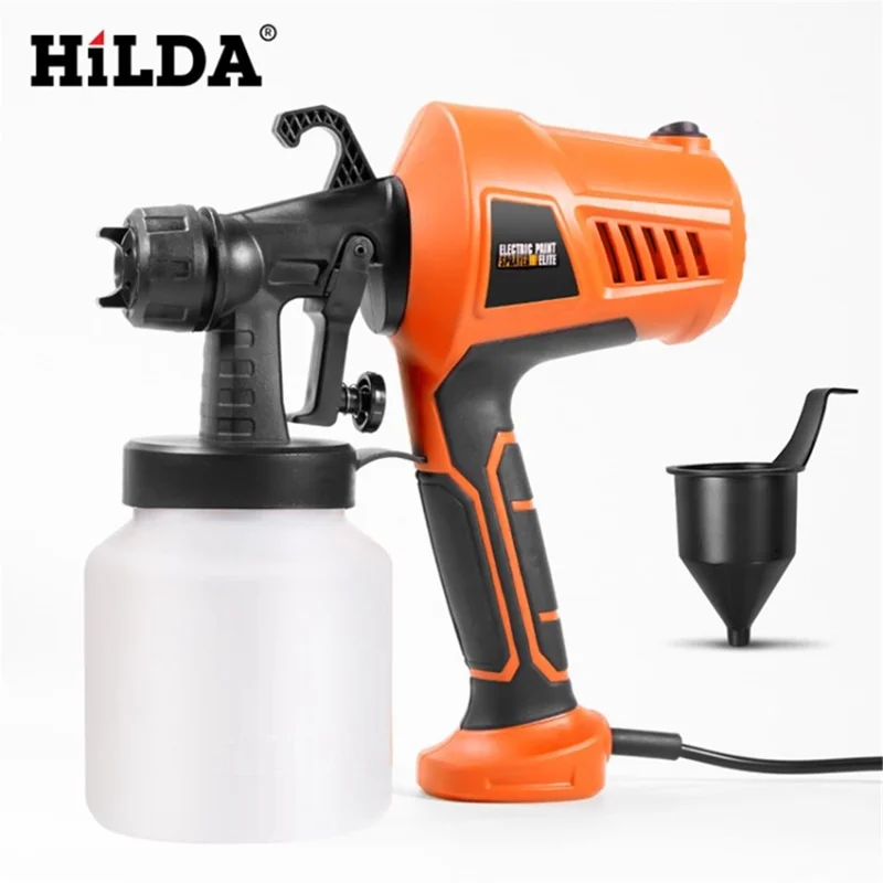 HILDA Paint Sprayer 500W Electric Automatic Spray Gun High Power Tools with Detachable Tank - Orange / US Plug