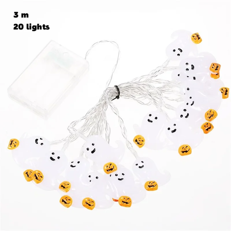 Halloween String Lights Ghost String Lights Battery Powered Home Party Gift Decorative Light - 3m 20 Lights