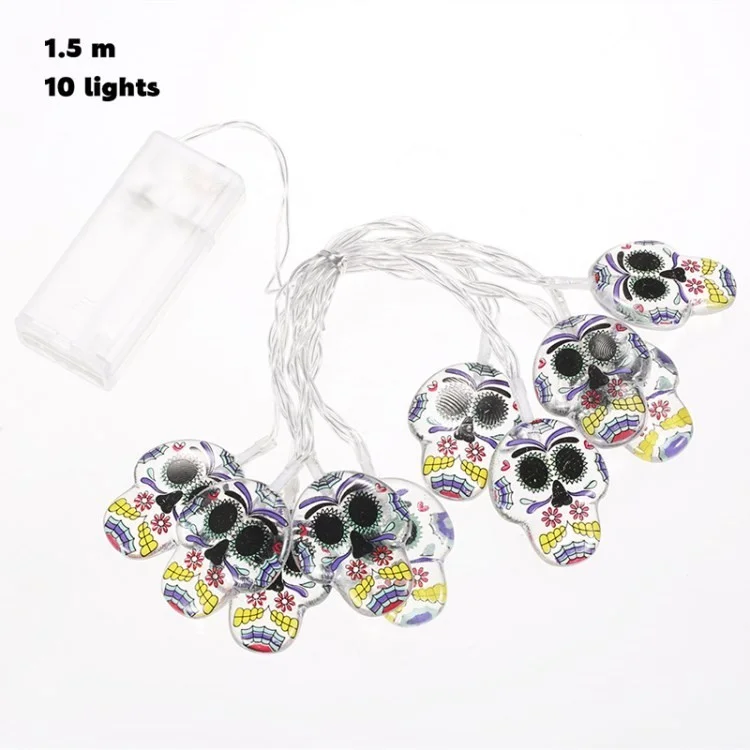 Crystal Skull Light 1,5 m 10 Luci Scheletro Decorazione di Halloween Luci a Corda Batteria Alimentata Fun Luci da Fata