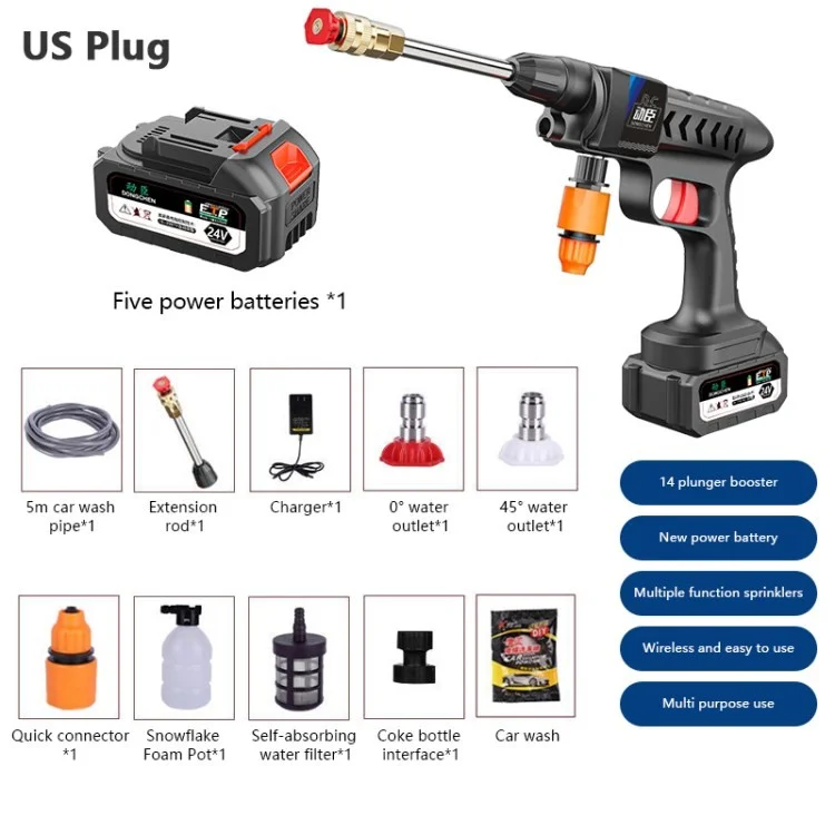 Dongchen 300W Lnefter Set Máquina de Lavar de Carro Sem Fio Gerador de Espuma de Lítio Para Lavadora de Lítio Para Limpeza de Janelas ao ar Livre - Plugue Nos Eua