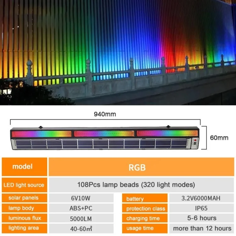 BYRG-D988 LED Lea la la Liga Limple de la Lampia Solar Wall Waller Light Water Wall Light Fartlight - Modelo RGB