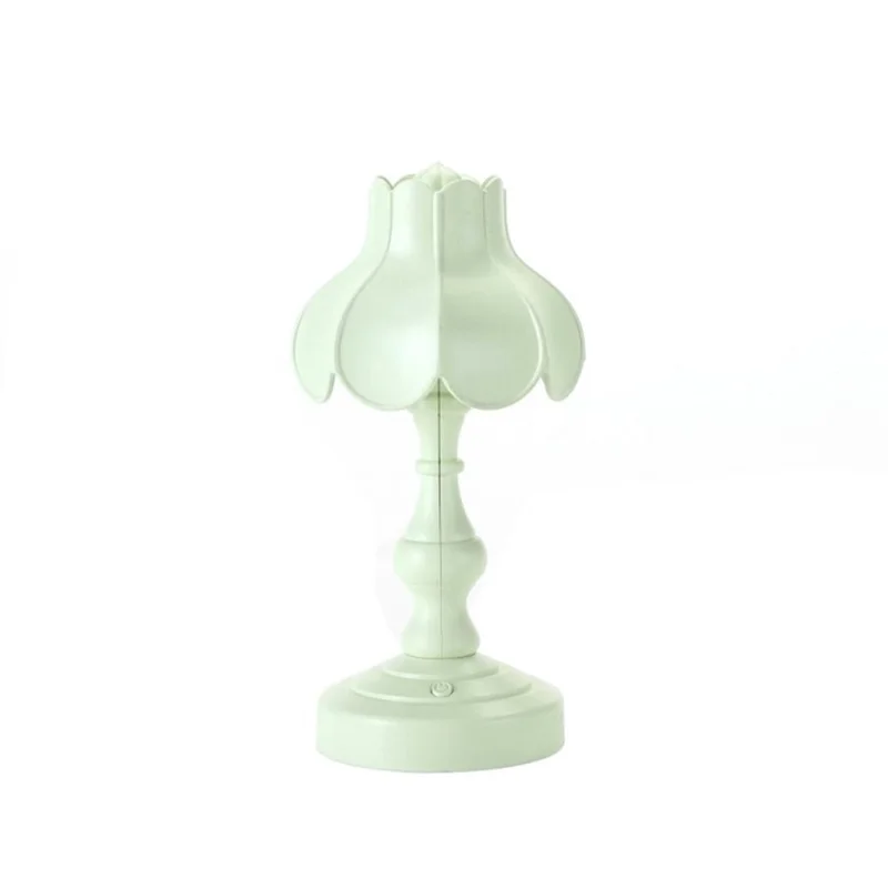 Retro Lotus Leaf Shape Bedroom Table Lamp 3 Lighting Modes Mini Dormitory Lamp - Green