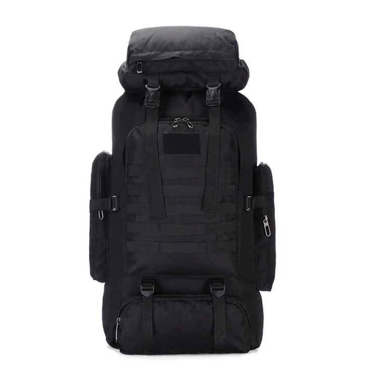 Mochila de Senderismo 80l Tela Oxford Sport Sport Day Pack Para Campamento Bolsa de Viaje - Negro