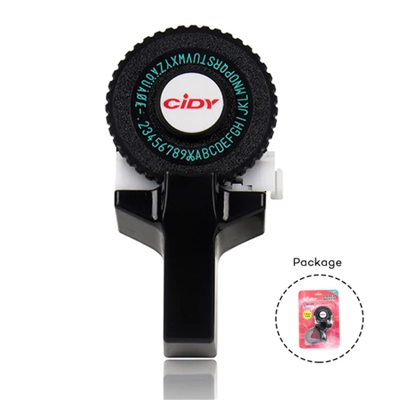 CIDY Motex E-101 Manual Label Maker with 2Pcs 9mm Label Tapes for Motex 3D Label Printer Labeling Machine - Black