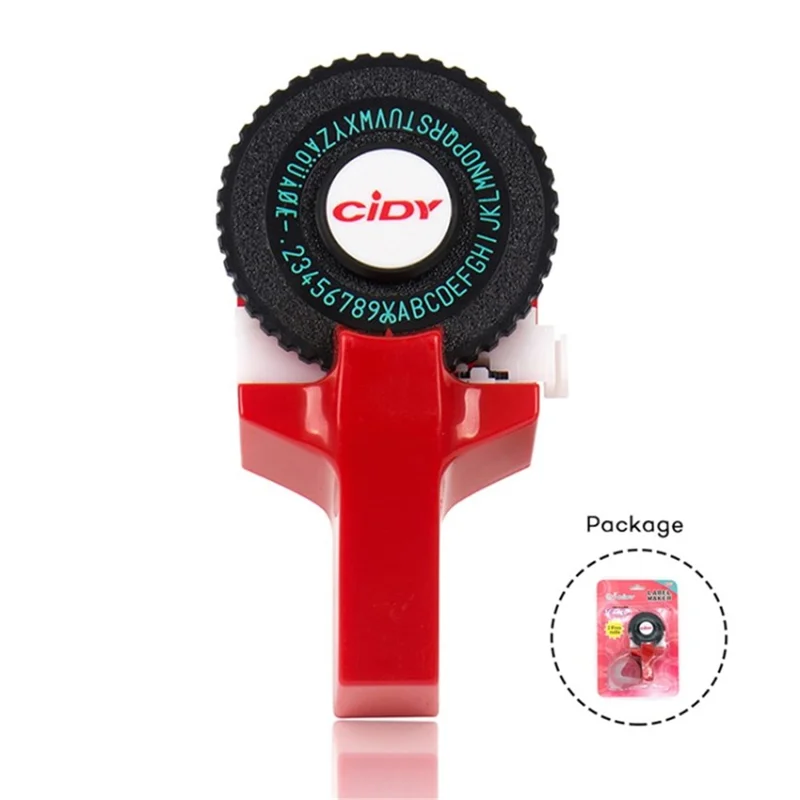CIDY Motex E-101 Manual Label Maker with 2Pcs 9mm Label Tapes for Motex 3D Label Printer Labeling Machine - Red