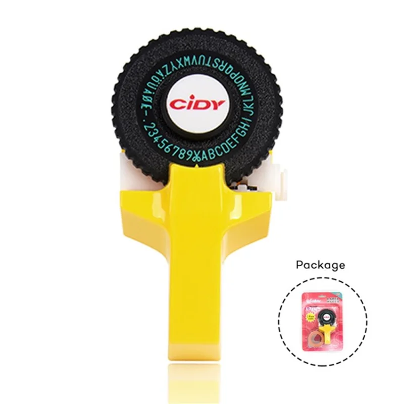 CIDY Motex E-101 Maker Manual Label Com 2pcs 9mm de Fitas de Etiqueta Para a Máquina de Marcação de Impressora de Etiqueta 3D do Motex - Amarelo