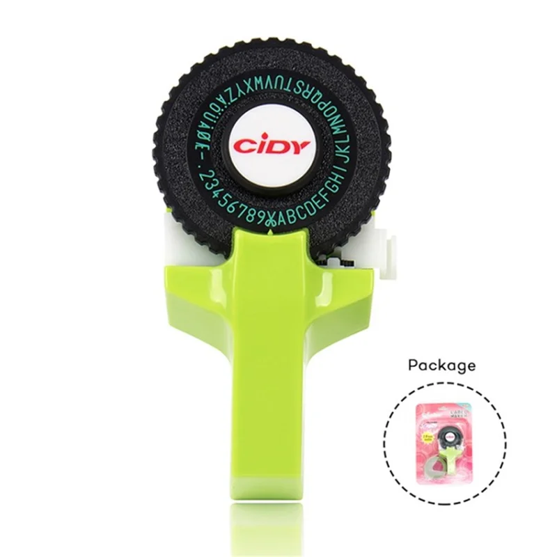 CIDY Motex E-101 Handmatige Etiketteermachine met 2 stuks 9 mm Etiketband voor Motex 3D Etiketteerprinter Etiketteermachine - Groen