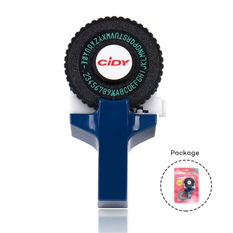 CIDY Motex E-101 Manual Label Maker with 2Pcs 9mm Label Tapes for Motex 3D Label Printer Labeling Machine - Dark Blue