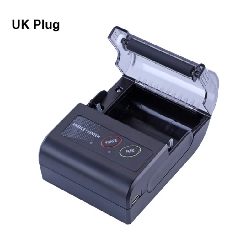 58mm Label Thermal Receipt Printer Mini Wireless USB BT ESC / POS Printer for Windows Android PC Bluetooth-compatible Receipt Printer - UK Plug