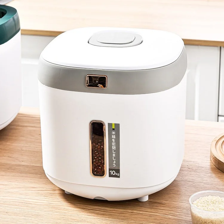 Rice Dispenser Grain Container Storage Cereal Dispenser Bucket for Kitchen Soybean Corn (No FDA, BPA-Free) - Grey