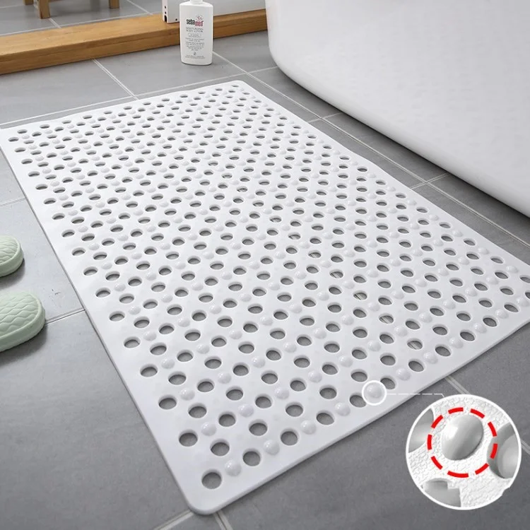 Weiche Pvc-badezimmerbodenmatte Ohne Rutschbad 38x72 cm Anti-fatigue-entwässerung Ineinandergreifender Mattenbad Teppich - Weiß