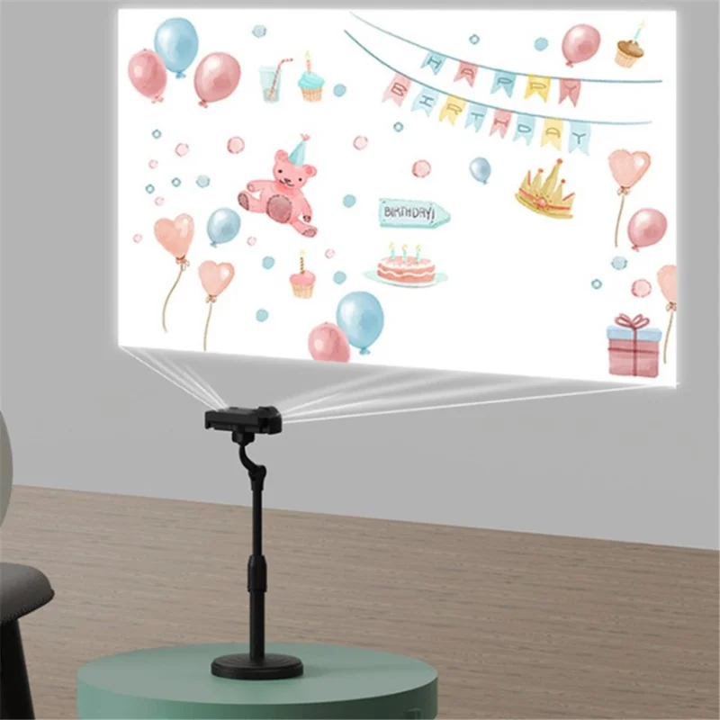 Birthday Backdrop Banner Projector Lighting Background Projection Lamp (with 2pcs Films Randomly) - Black