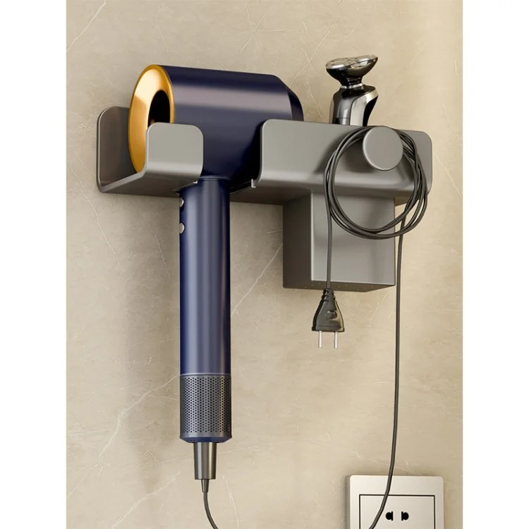 Monte de Pared Selector de Secador de Cabello Rack de Almacenamiento de Baño Para Rizar la Varita de Hierro - Gris