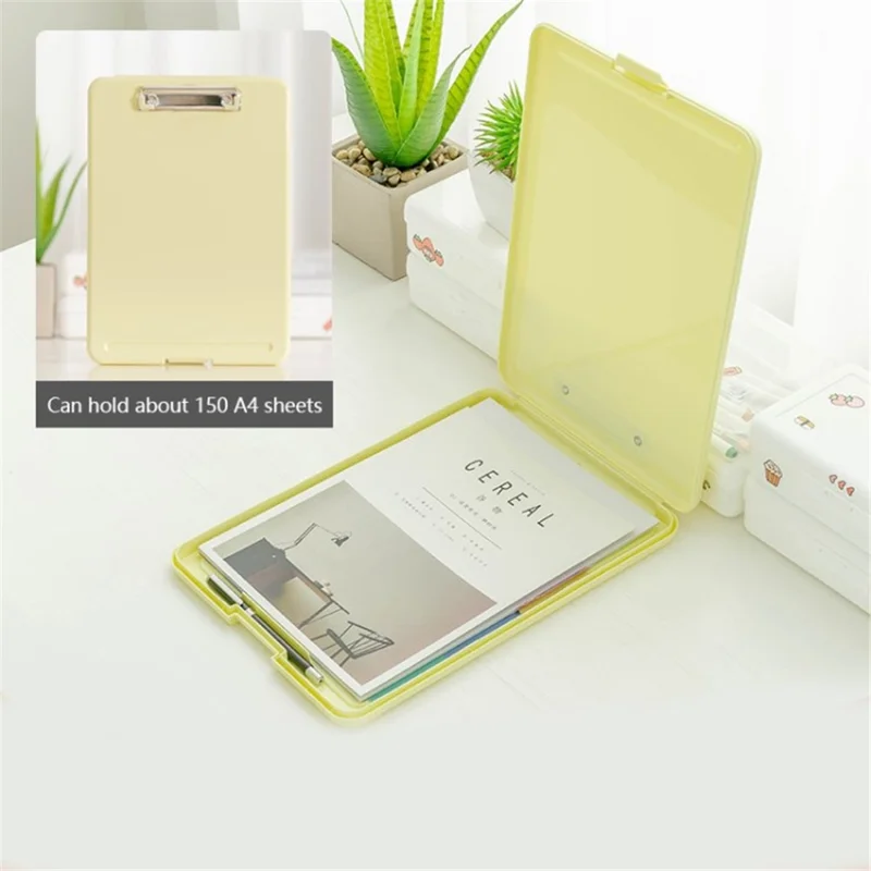 A4 File Box Organizer Case Office Document Storage Box Stackable Desk Storage Box Holder - Yellow