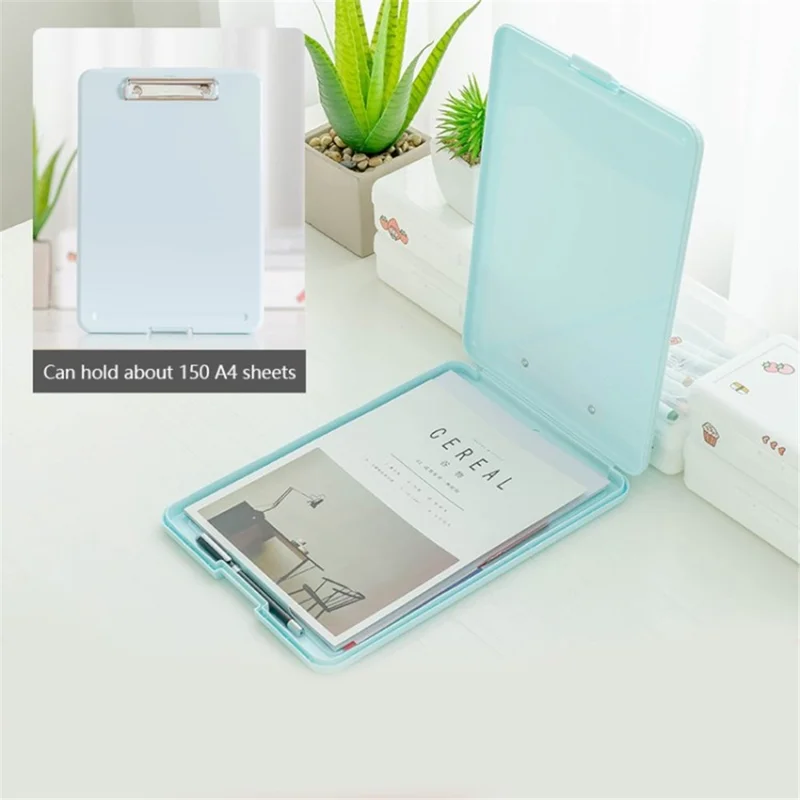 A4 File Box Organizer Case Office Document Storage Box Stackable Desk Storage Box Holder - Niebieski